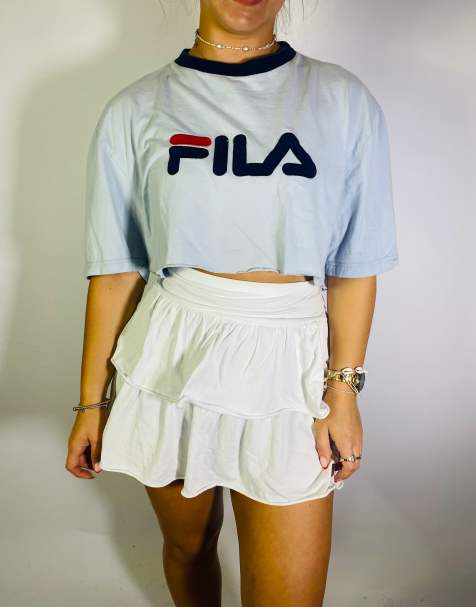 Vintage Size L Fila Crop Top In Blue - view 1