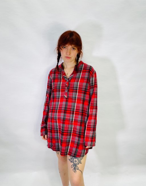 Vintage Size L Flannel Dress in Red