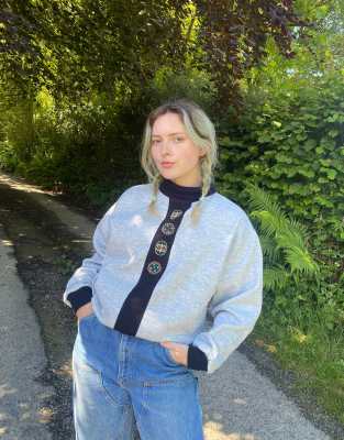 Anthracite Floral Oversize Sweatshirt 18156 main image 0