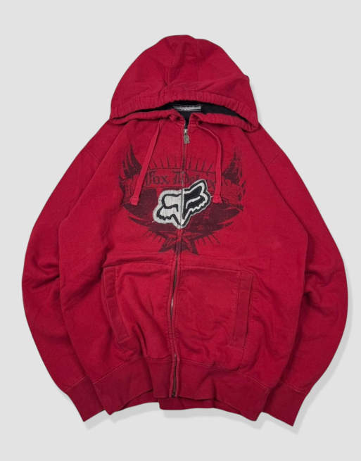 Vintage Size L Fox Racing Hoodie in Red