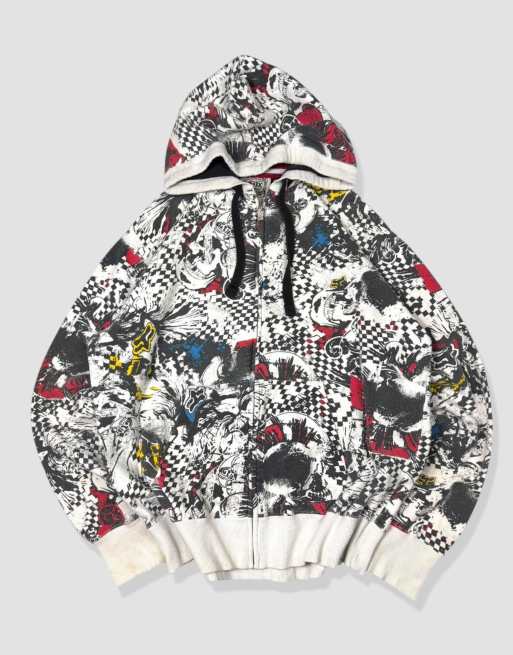 Vintage Size L Fox Racing Hoodie in White