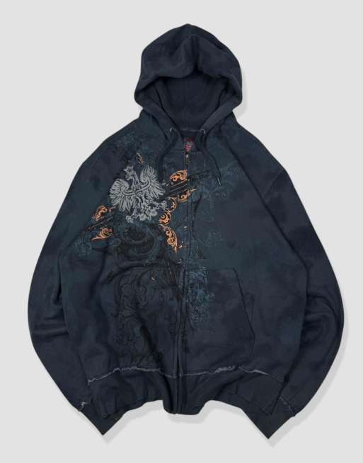 Vintage Size L Grunge Hoodie in Navy