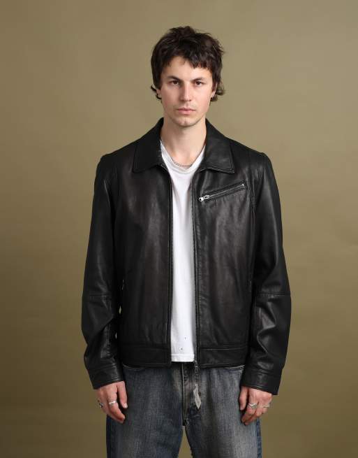 Vintage size L Harrods leather jacket in black, 1 of 7