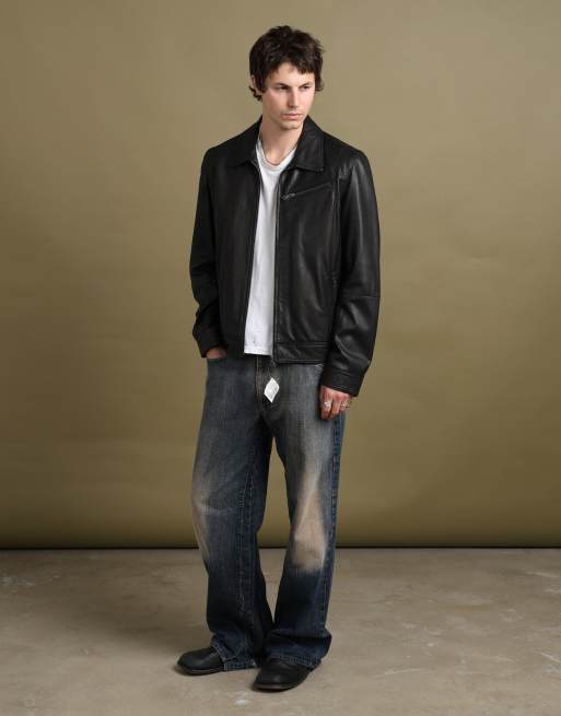 Vintage size L Harrods leather jacket in black, 2 of 7
