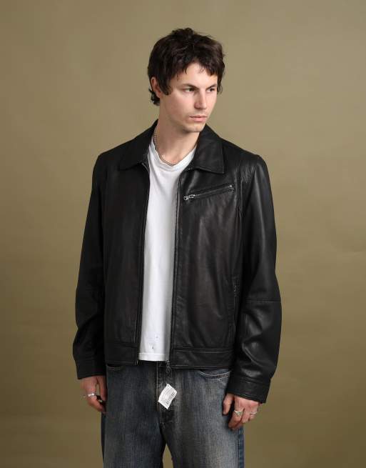 Vintage size L Harrods leather jacket in black, 3 of 7
