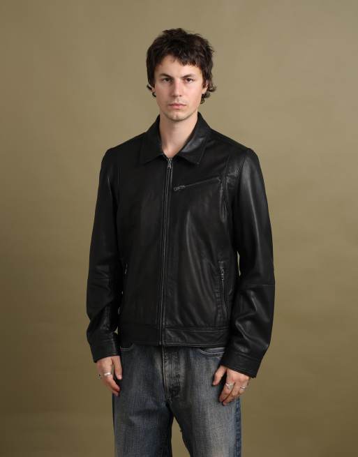 Vintage size L Harrods leather jacket in black, 5 of 7