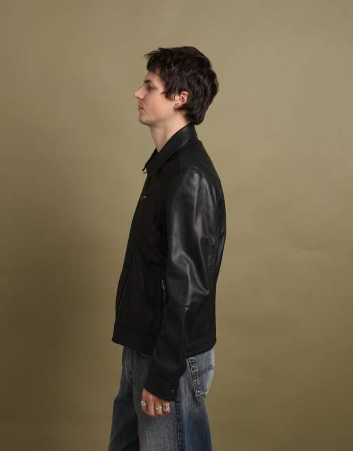 Vintage size L Harrods leather jacket in black, 6 of 7