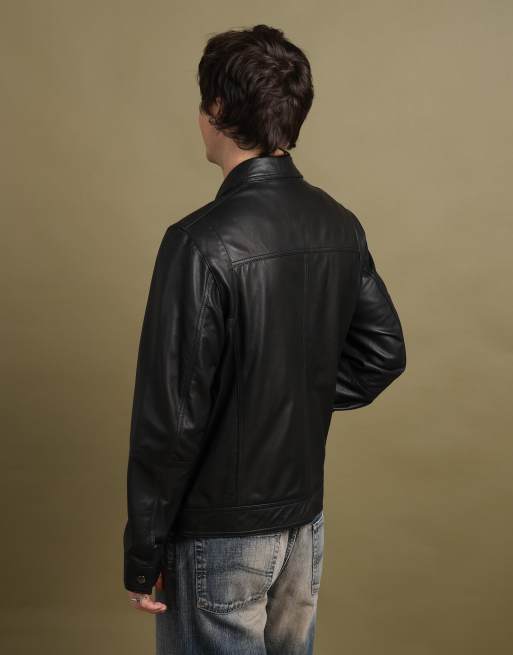 Vintage size L Harrods leather jacket in black, 7 of 7
