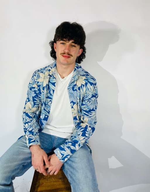 Vintage Size L Hawaiian Long Sleeve Shirt In Multi