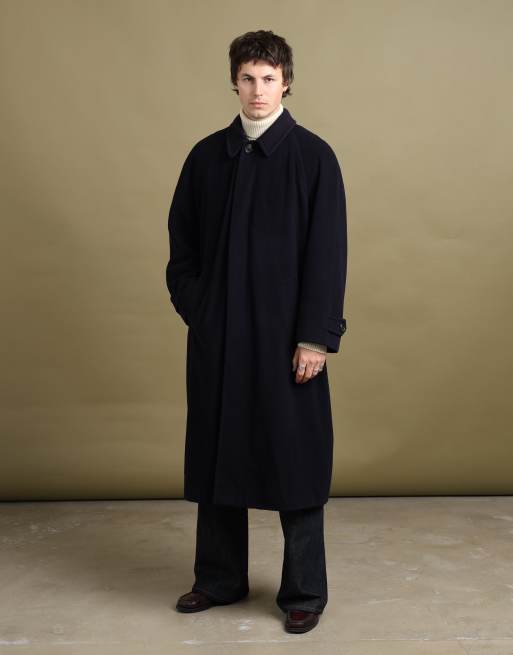 Vintage size L Hugo Boss overcoat in navy, 1 of 7