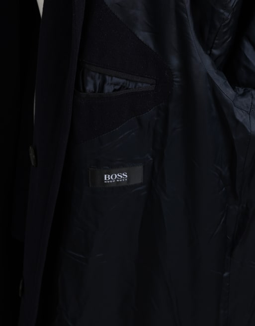 Vintage size L Hugo Boss overcoat in navy, 7 of 7