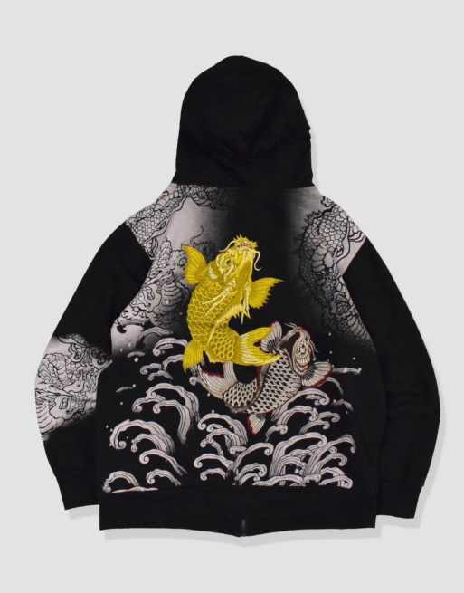 Vintage size L japanese tradition hoodie in black