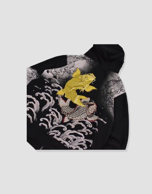 Vintage size L japanese tradition hoodie in black, 3 of 4