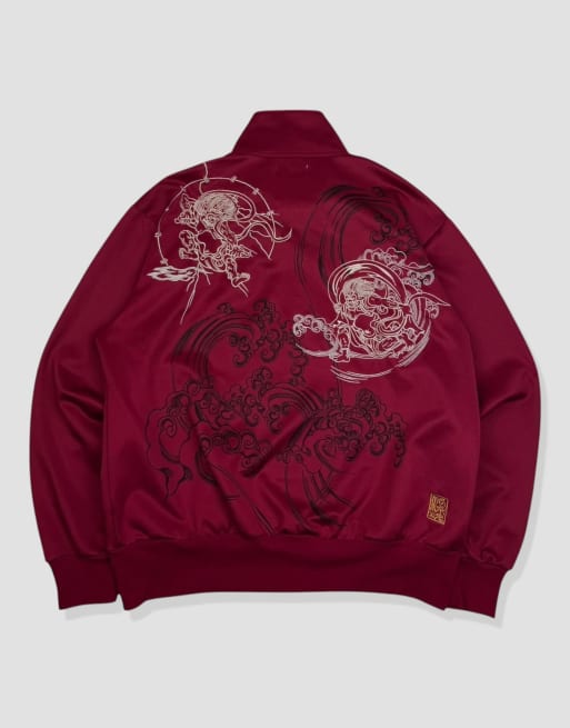 Vintage size L Karakuri Tamashii Japanese track jacket in burgundy, 2 of 4