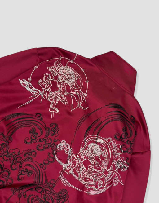 Vintage size L Karakuri Tamashii Japanese track jacket in burgundy, 3 of 4