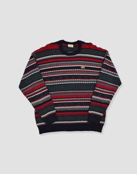 Vintage size L lacoste abstract pattern knit jumper - view 1