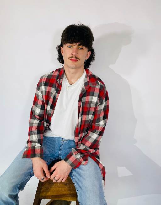 Vintage Size L Long Sleeve Plaid Flannel Shirt In Multi