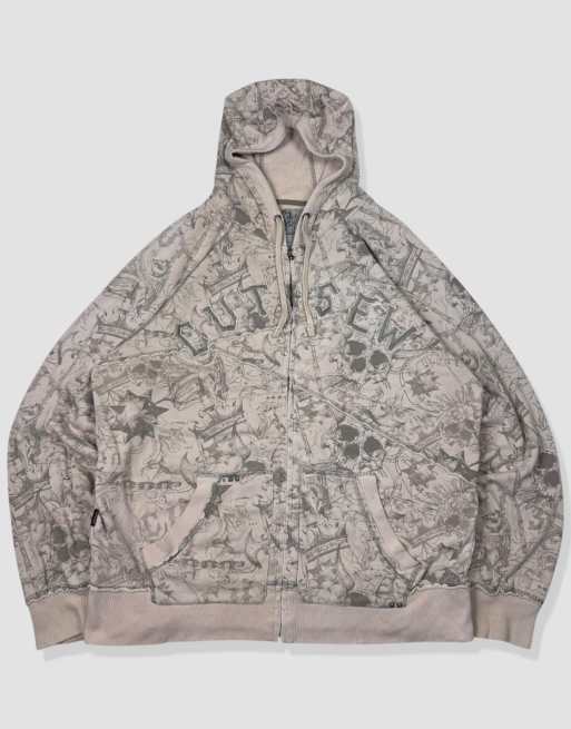 Vintage size L Marc Ecko grunge hoodie in beige