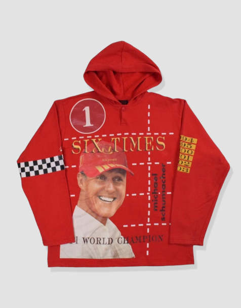 Vintage size L michael schumacher graphic hoodie in red - view 1