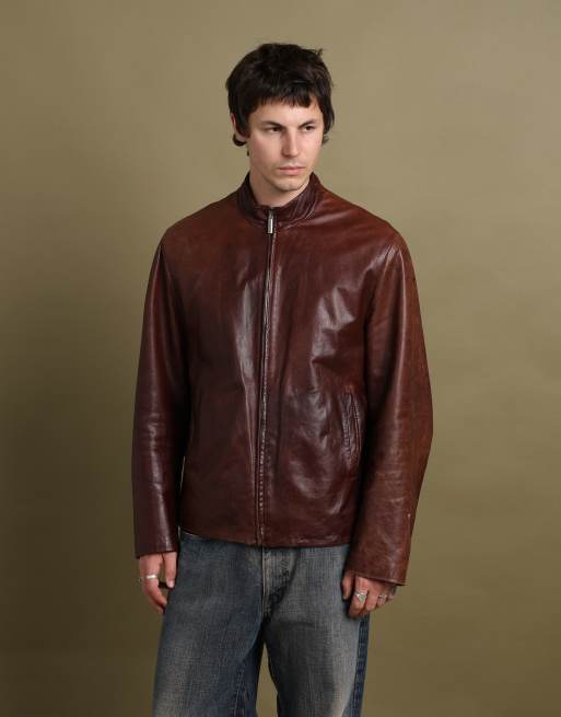 Vintage size L Mulberry leather bomber jacket in brown, 4 of 7