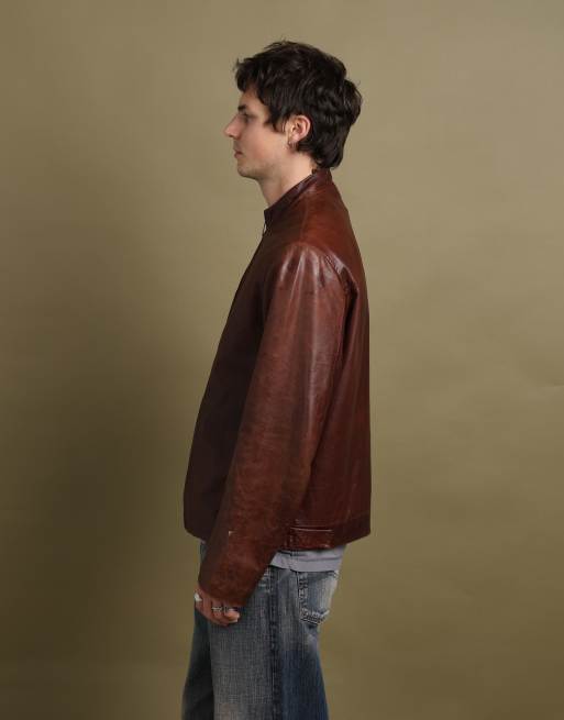 Vintage size L Mulberry leather bomber jacket in brown, 5 of 7