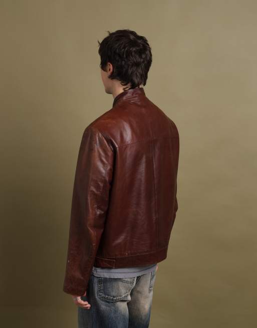 Vintage size L Mulberry leather bomber jacket in brown, 6 of 7