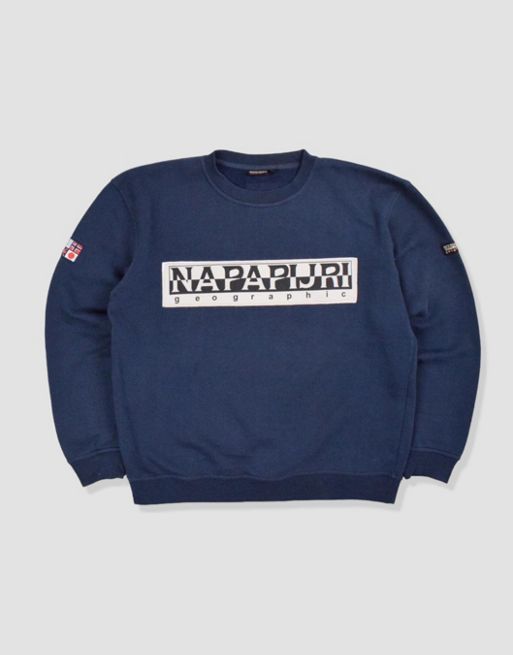 Vintage size L napapijri Rich sweatshirt in navy blue