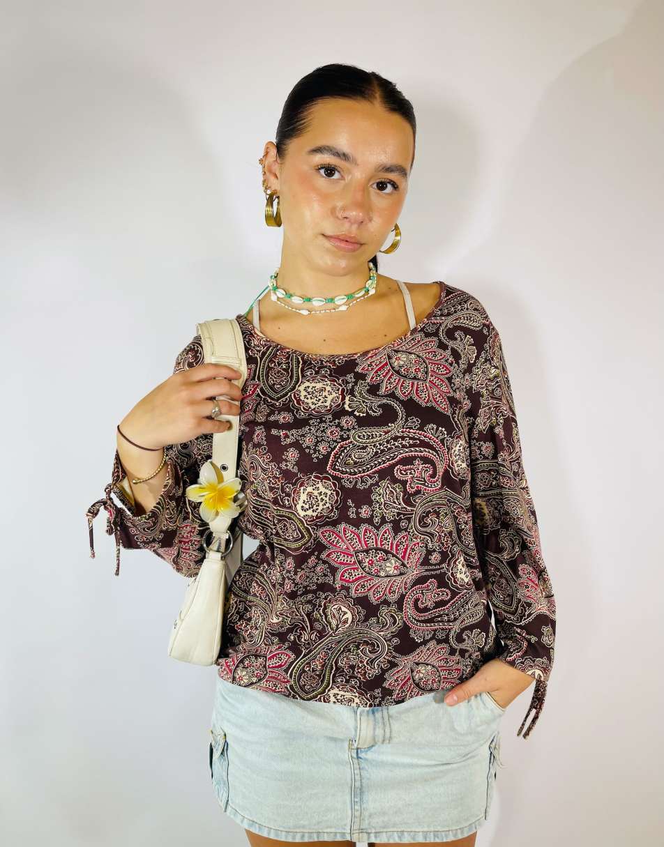 Vintage Size L Paisley Patterned Blouse in Multi