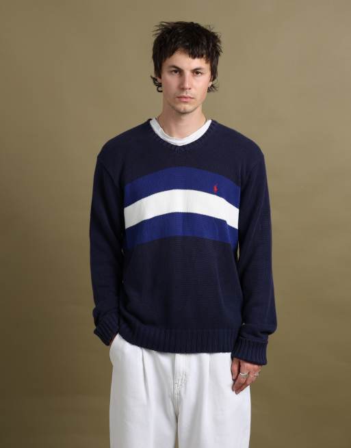 Vintage size L Polo by Ralph Lauren knit jumper in navy, 1 of 7