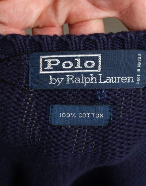 Vintage size L Polo by Ralph Lauren knit jumper in navy, 7 of 7