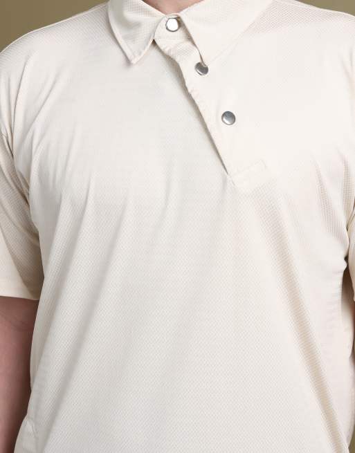 Vintage size L Prada asymmetric button polo in beige, 4 of 6