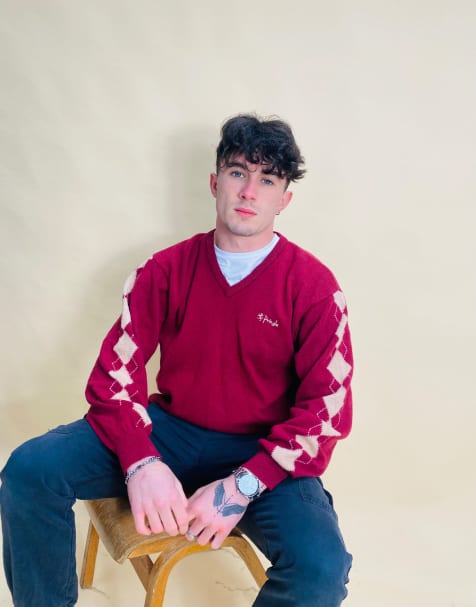 Vintage Size L Pringle Knit Jumper In Red - view 1
