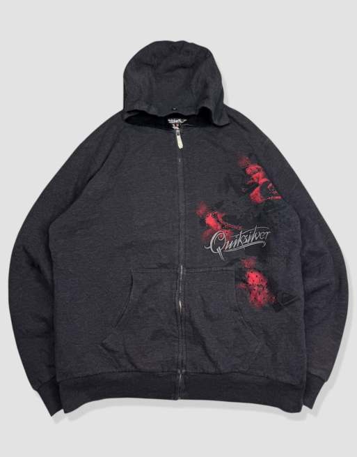 Vintage size L Quiksilver grunge full-zip hoodie in grey