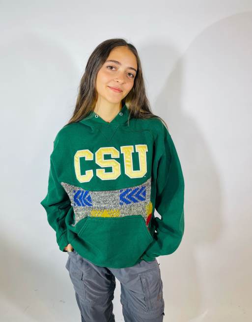 Vintage size l rework knit patchwork size hoodie in green in green