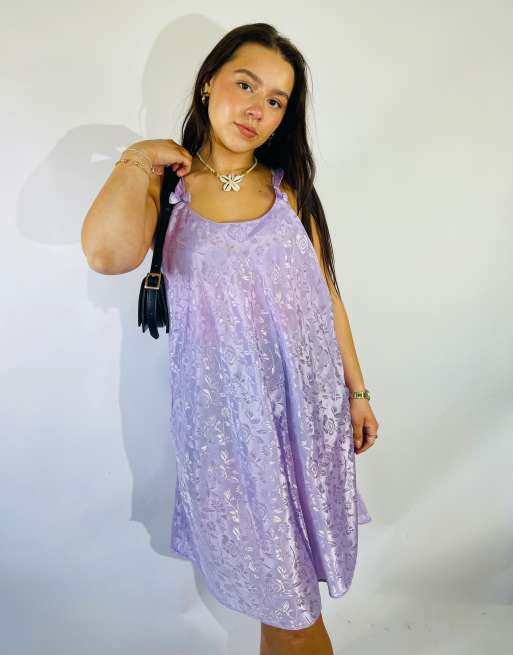Vintage Size L Satin Mini Slip Dress in Purple