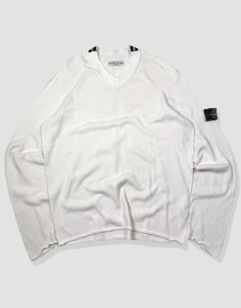 Vintage size L Stone Island knit jumper in white - view 1