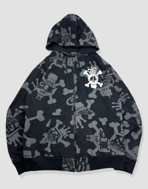 Vintage size L Stussy full-zip hoodie in black - view 1