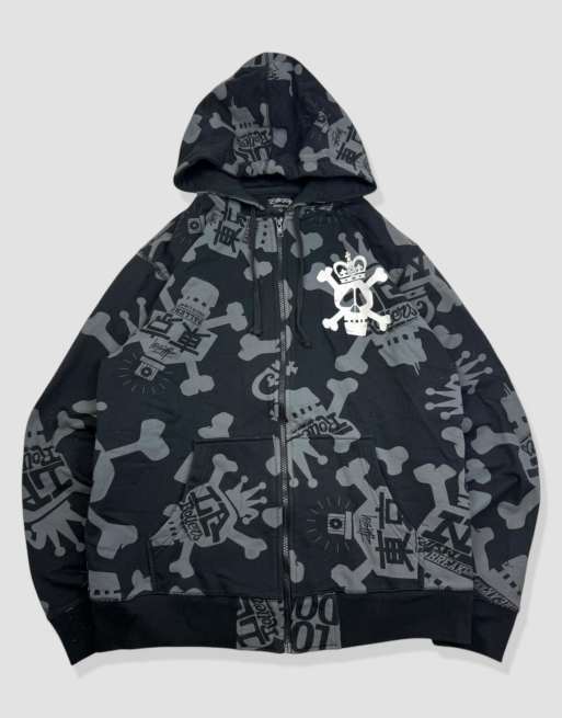 Vintage size L Stussy full-zip hoodie in black
