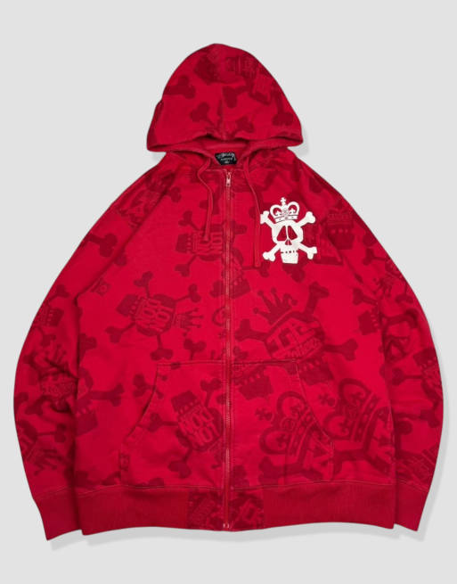 Vintage size L Stussy full-zip hoodie in red