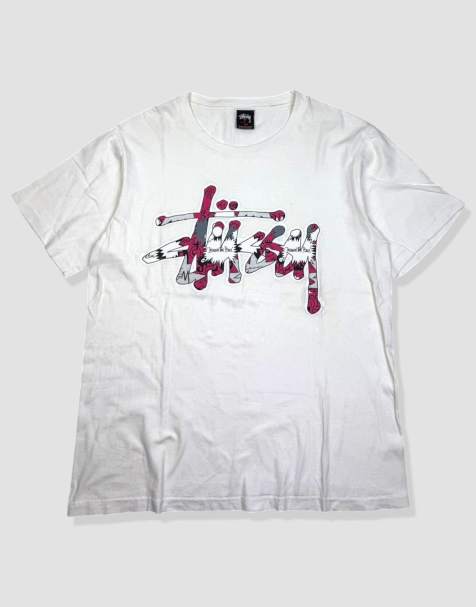 Vintage size L Stussy graphic t-shirt in white - view 1