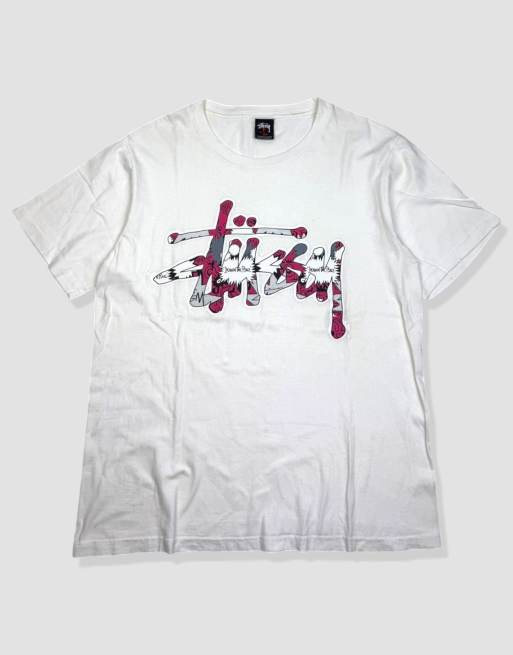 Vintage size L Stussy graphic t-shirt in white