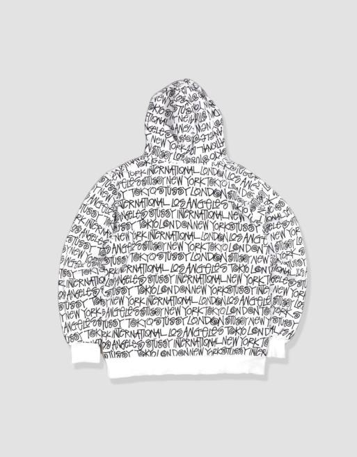 Vintage size L stussy hoodie in white, 3 of 4