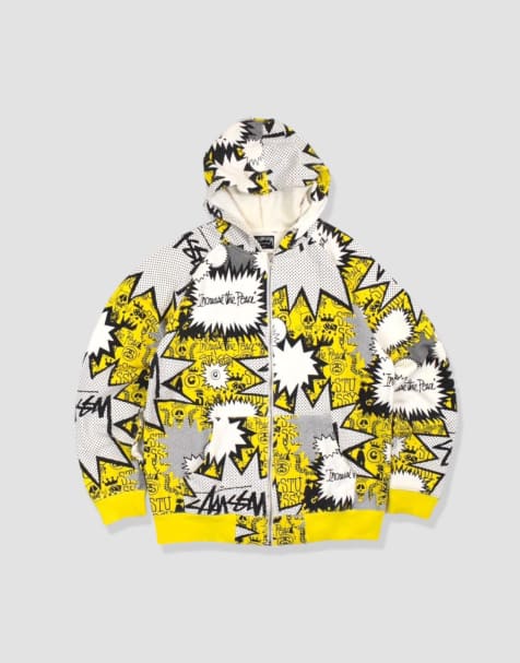 Vintage size L stussy hoodie in yellow - view 1