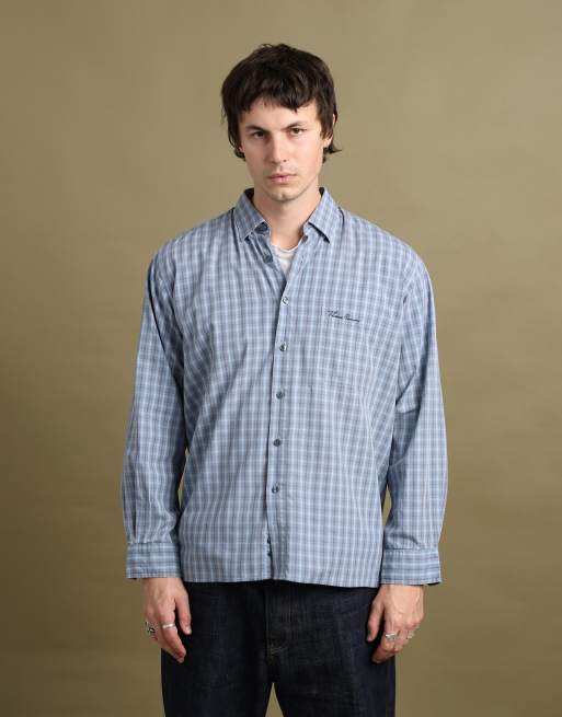 Vintage size L Thomas Burberry check shirt in light blue, 2 of 6