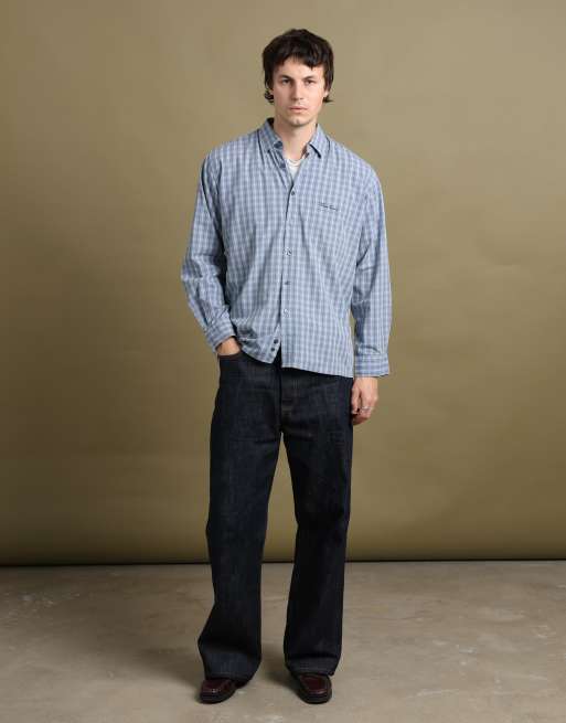 Vintage size L Thomas Burberry check shirt in light blue, 3 of 6
