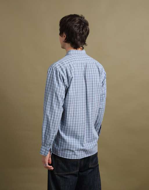 Vintage size L Thomas Burberry check shirt in light blue, 5 of 6