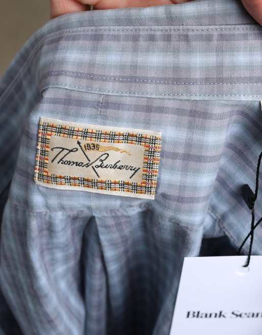 Vintage size L Thomas Burberry check shirt in light blue, 6 of 6