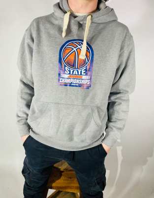 Vintage Size L USA State Championship Hoodie in Grey