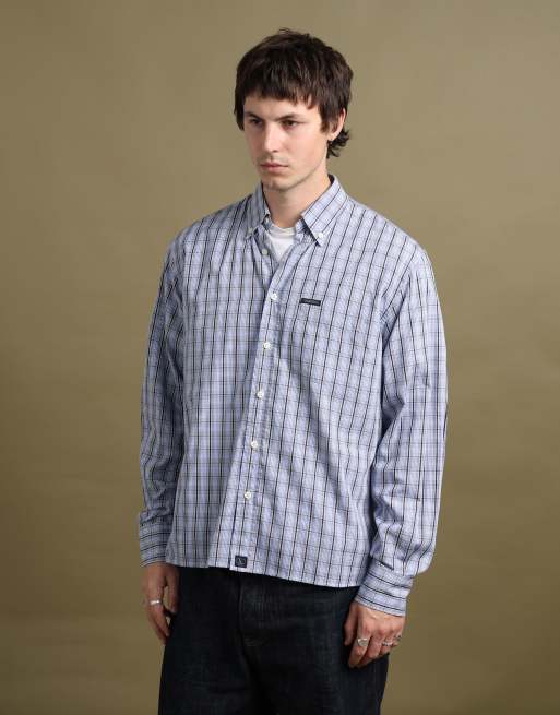 Vintage size L Valentino Jeans check shirt in mid blue, 1 of 7