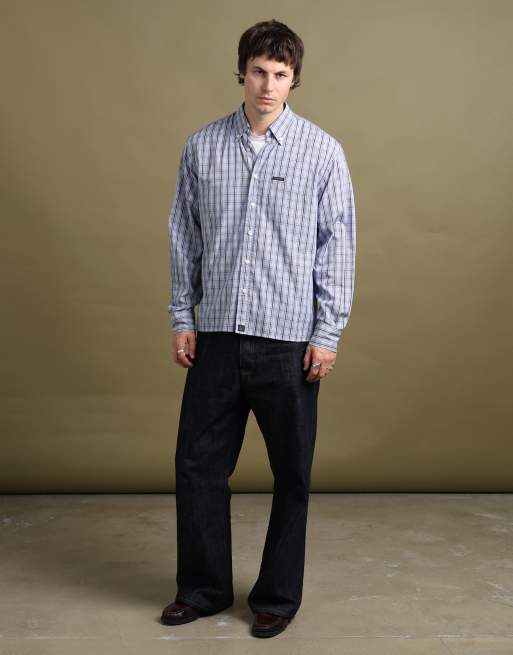 Vintage size L Valentino Jeans check shirt in mid blue, 2 of 7